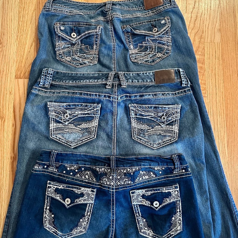 TWO + Bonus: Maurices Flare/Bootcut Jeans (Bonus Capris with Bling/ Details)